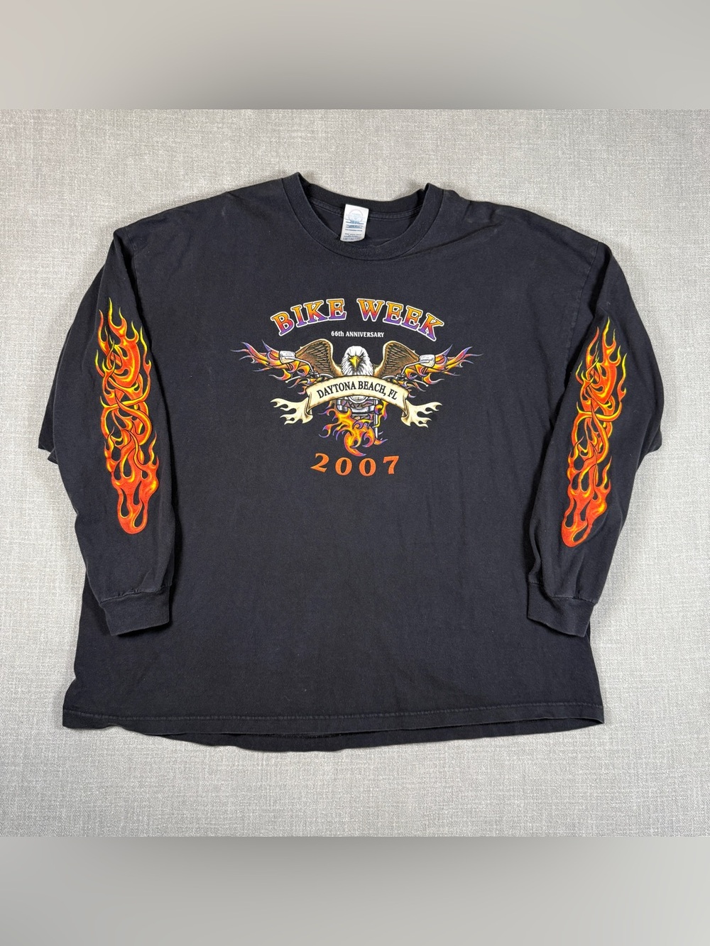 2007 Daytona Beach Bike Week Long Sleeve Shirt 3XL | 66th Anniversary Flame